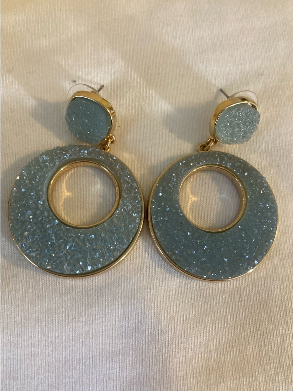 Sugarfix Faux Druzy Blue Dangle Earrings